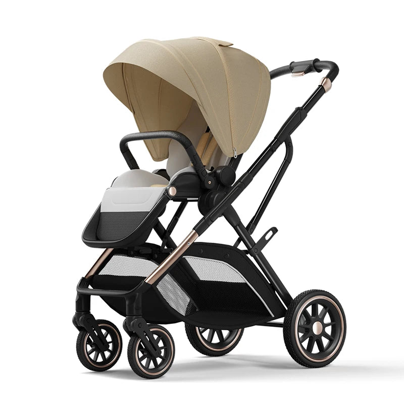 High View Baby Stroller Ergonomics Seat Bassinet for Newborn Portable Baby Pram One Hand to Recline Basket Pushchair