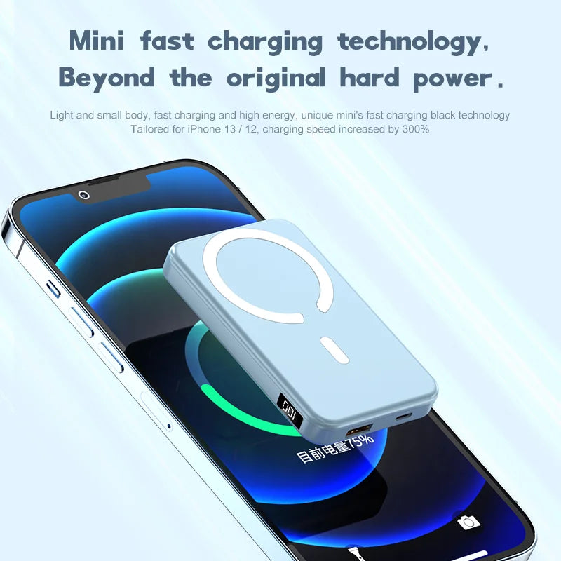 Wireless Magnetic 10000mAh Power Bank With Foldable Stand Portable 5000mAh External Auxiliary Battery For Magsafe iPhone Samsung