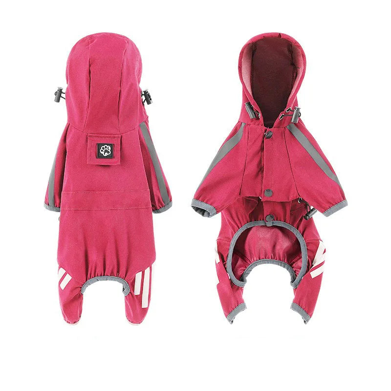 Dog Raincoat Reflective can-pull Dog Jacket Waterproof Large Pet Rainy Day Out Clothes