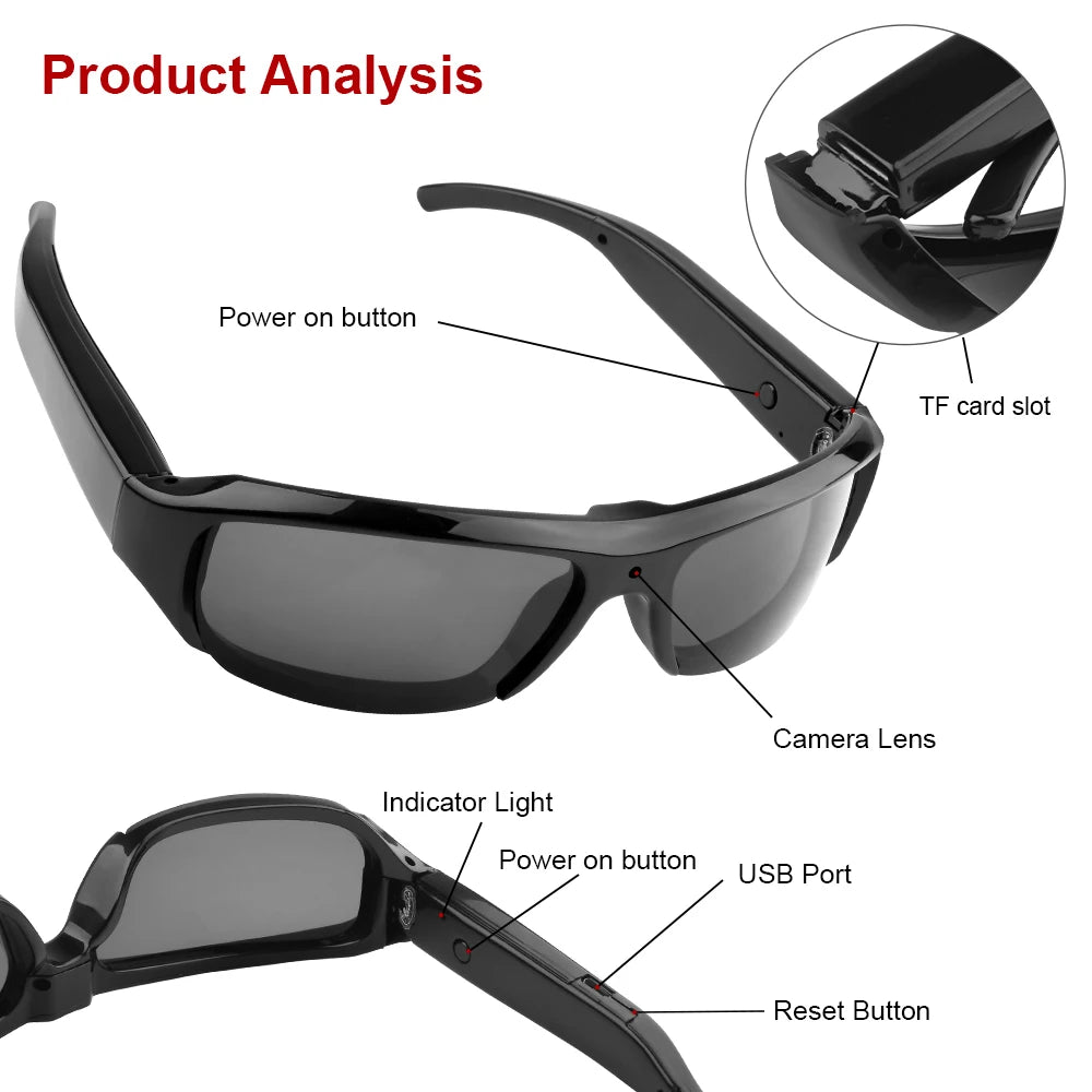 HD 1080P Glasses Camera Security Sports Video Recorder Surveillance Camcorder For Driving
