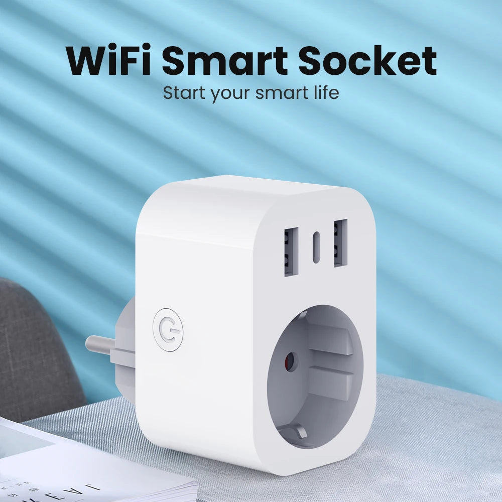 WiFi Smart Plug 16A Home Appliance Works with Alexa Google