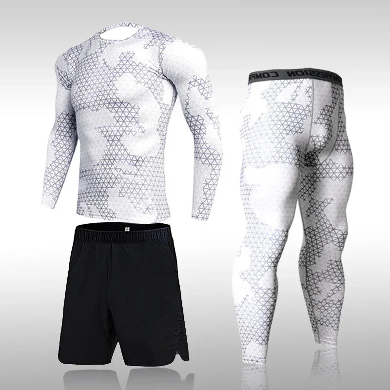 Quick Dry Camouflage Men's Running Sets Compression Sports Suits Skinny Tights Clothes Gym Rashguard Fitness Sportswear Men