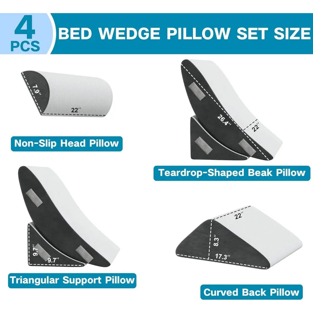 4Pcs Orthopedic Bed Wedge Pillow Set, Wedge Pillow for Sleeping