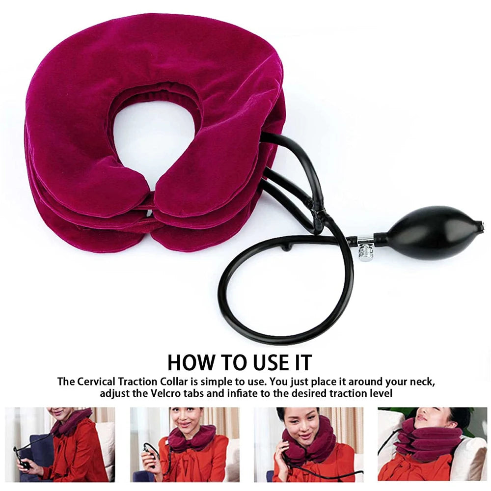 Cervical Neck Traction Device,Relief for Chronic Neck & Shoulder Alignment Pain,Inflatable Neck Stretcher