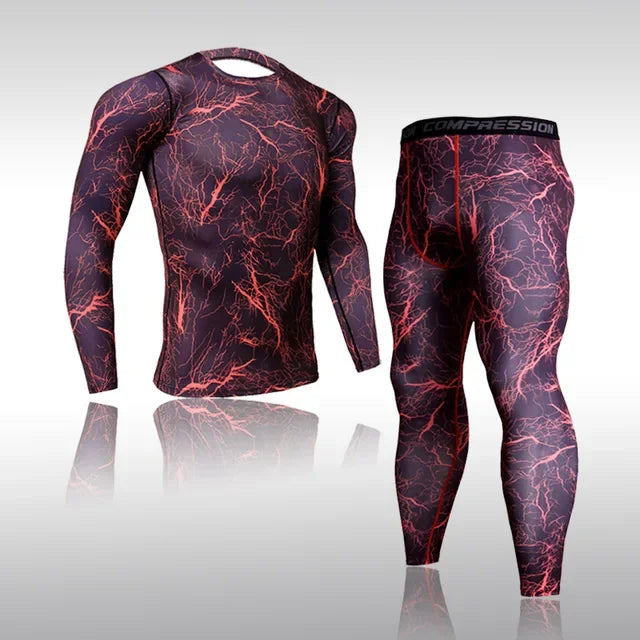 Quick Dry Camouflage Men's Running Sets Compression Sports Suits Skinny Tights Clothes Gym Rashguard Fitness Sportswear Men