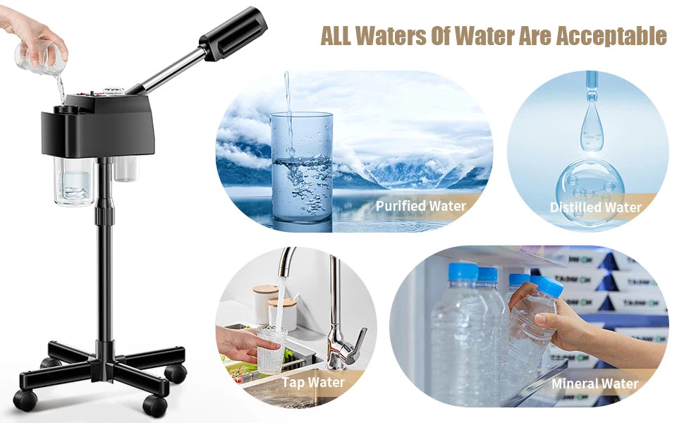 Facial Steamer Professional, Steamer for Face with Time Setting, Deep Cleaning, Vaporizador Facial for Esthetician