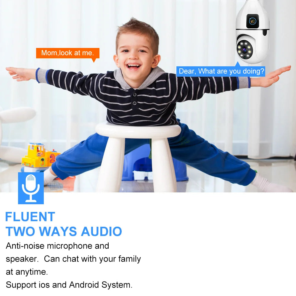 8MP E27 Bulb Surveillance WIFI Camera Human Tracking Full Color Night Vision Automatic Zoom Indoor Security Monitor Wifi Camera