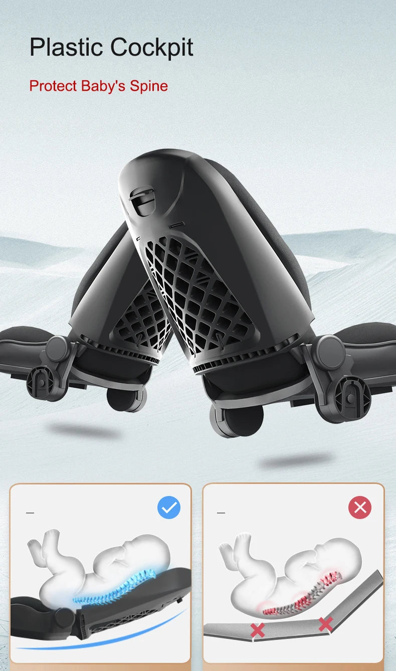 High View Baby Stroller Ergonomics Seat Bassinet for Newborn Portable Baby Pram One Hand to Recline Basket Pushchair