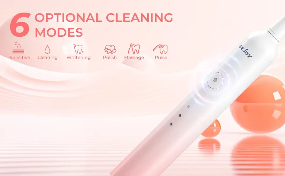 SEJOY Sonic Electric Toothbrush Rechargeable Power 8 Brush Heads 5 Modes Timer