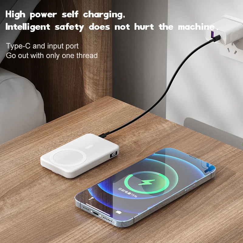Wireless Magnetic 10000mAh Power Bank With Foldable Stand Portable 5000mAh External Auxiliary Battery For Magsafe iPhone Samsung