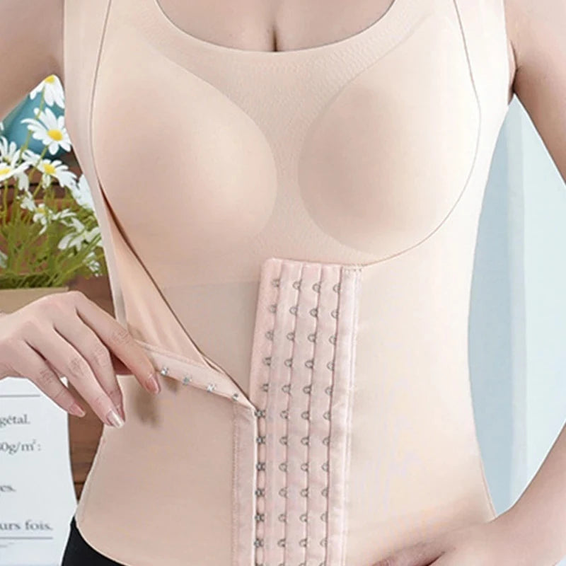 Women 3-in-1 Body Shapewear Posture Corrector Underwear Tummy Control Back Support Push Up Bra Shaper Vest Slim Tank Top Corset