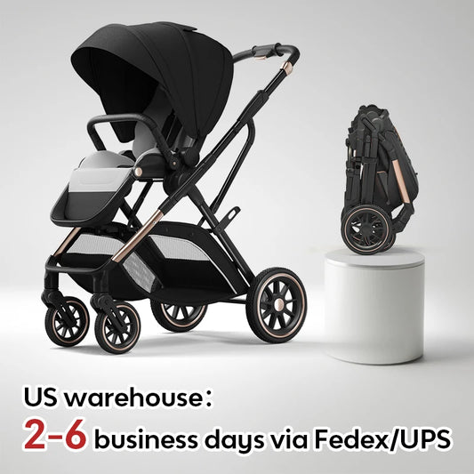 High View Baby Stroller Ergonomics Seat Bassinet for Newborn Portable Baby Pram One Hand to Recline Basket Pushchair