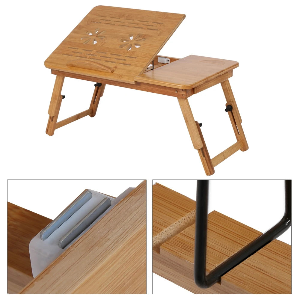 Bed Desk Adjustable Bamboo Rack Shelf Dormitory Bed Lap Desk Portable Book Reading Tray Stand Bed Lap Desk Laptop Bed Desk