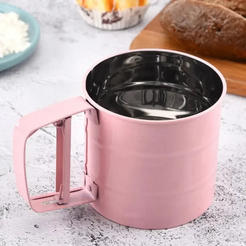 1 Pcs Stainless Steel Sieve Cup Powder Flour Baking Tool Icing Sugar Mesh Sieve Colander Crank Sifter Kitchen Tools Cocina Knife