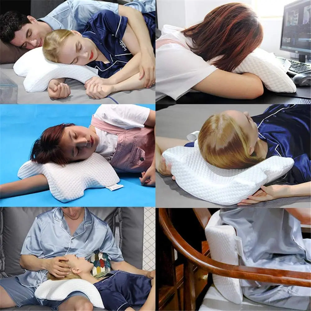 Couple Cuddle Pillow with Hand Hole Memory Foam Love Pillow for Couples Anti-Hand Numb Desk Nap Sleeping Pillow Valentine's Day