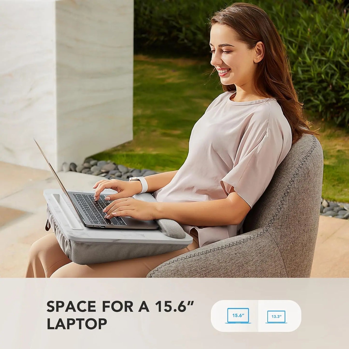 Lap Laptop Desk - Portable Lap Desk with Pillow Cushion, Fits up to 15.6 inch Laptop, with Anti-Slip Strip