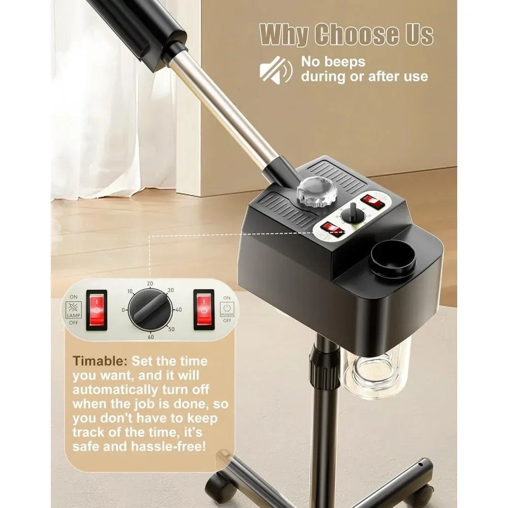 Facial Steamer Professional, Steamer for Face with Time Setting, Deep Cleaning, Vaporizador Facial for Esthetician