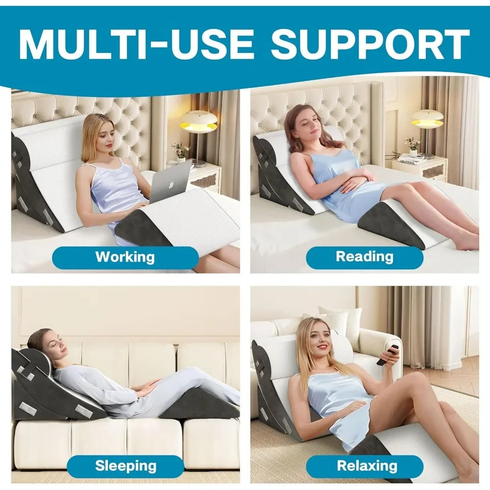 4Pcs Orthopedic Bed Wedge Pillow Set, Wedge Pillow for Sleeping