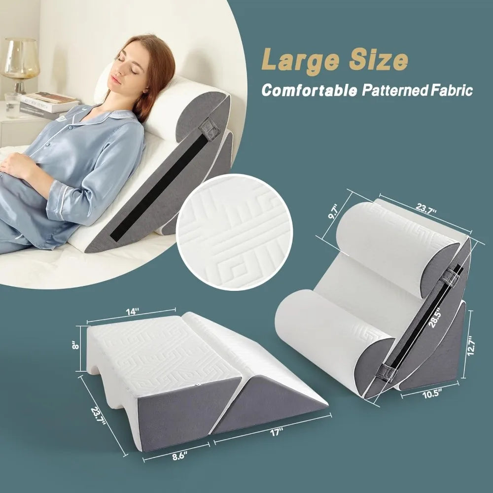6pcs Orthopedic Bed Wedge Pillow Set for Post Surgery, Memory Foam for Sleeping, Back and Leg Pain Relief Comfortable&Adjustable