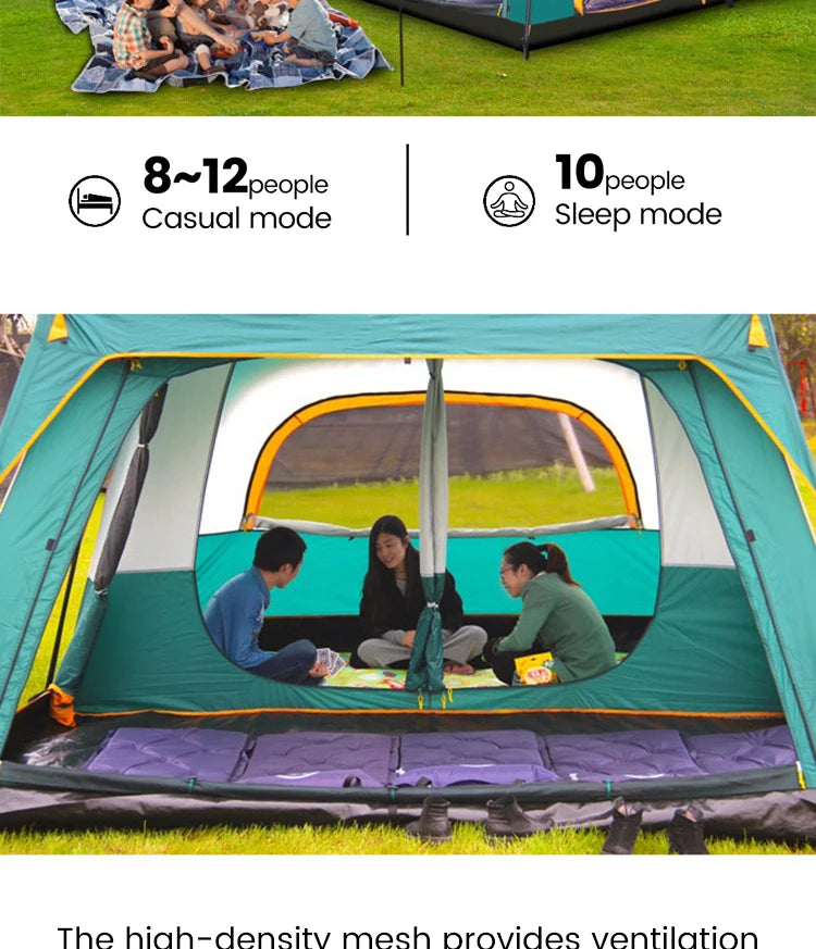 Hiking Tent 3-12 Person Rainproof