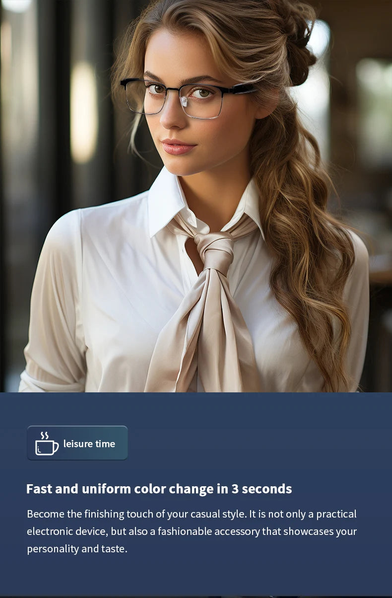 New smart glasses with auto-sensitive lenses, built-in microphone and speaker for sports, driving, fishing and everyday wear.