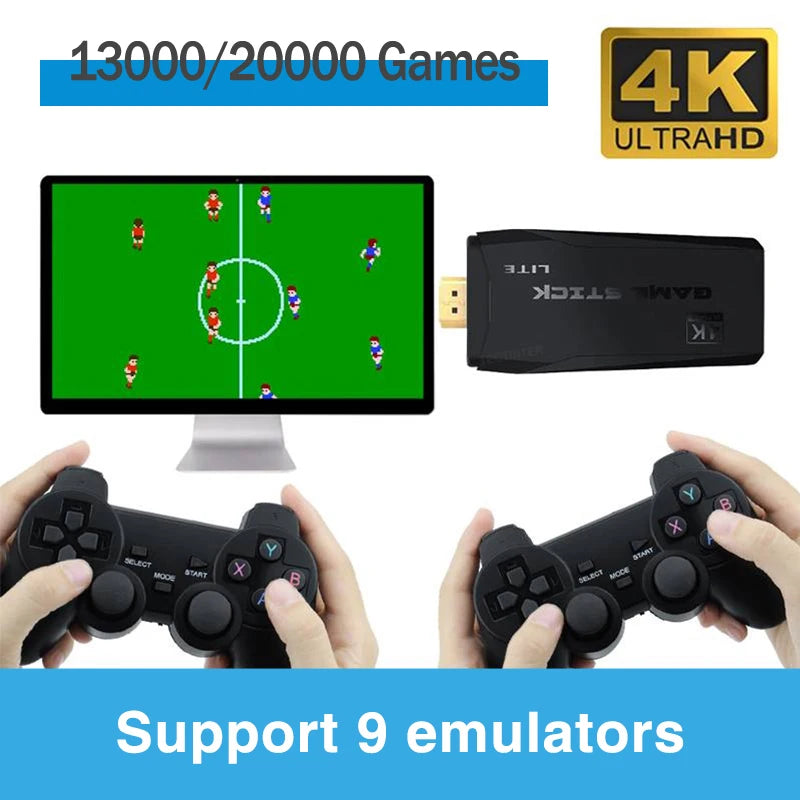 Video Game Console Built-in 20000 Games Wireless Controller TV Game Stick 4K HD 25 Languages