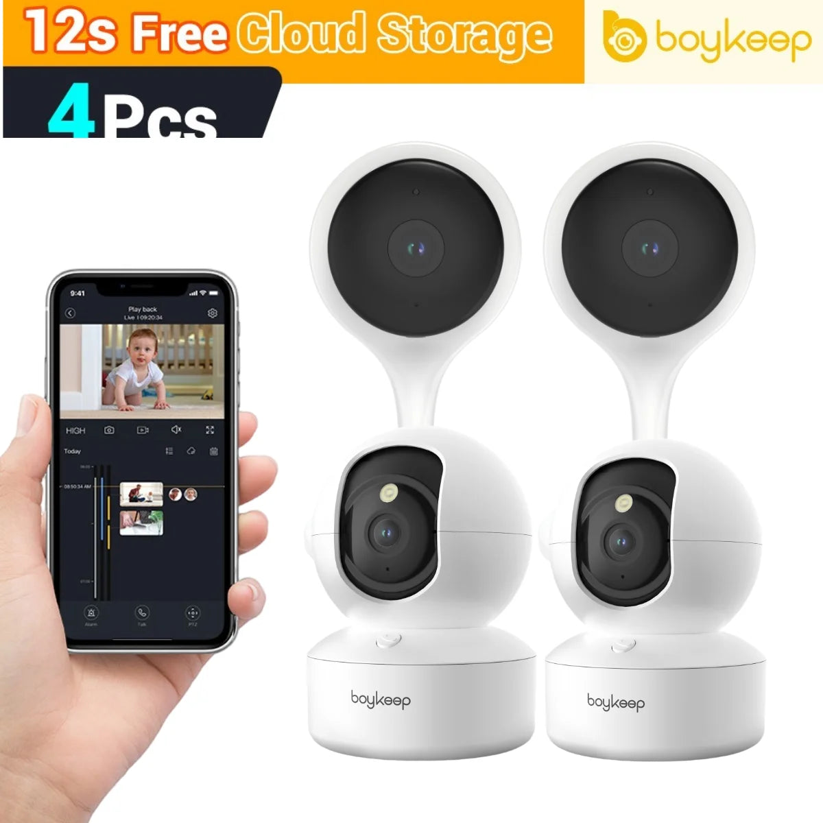 BoyKeep 3MP WiFi IP Camera Smart Baby Monitor Home Security 5G WiFi Indoor IP Automatic Tracking 24/7 Video Surveillance