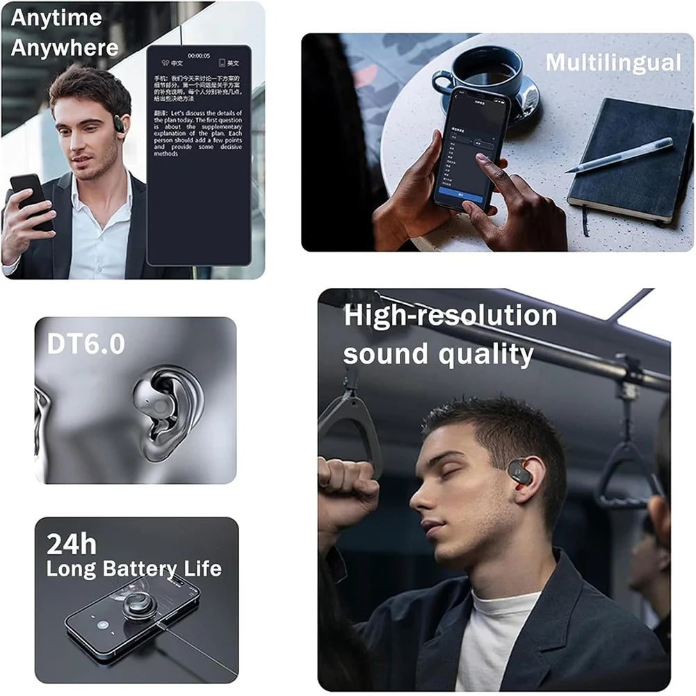 114 Languages Translator Earbuds High Accuracy Real Time Translators Headphones Wireless BT Translation Earphones for Travelers