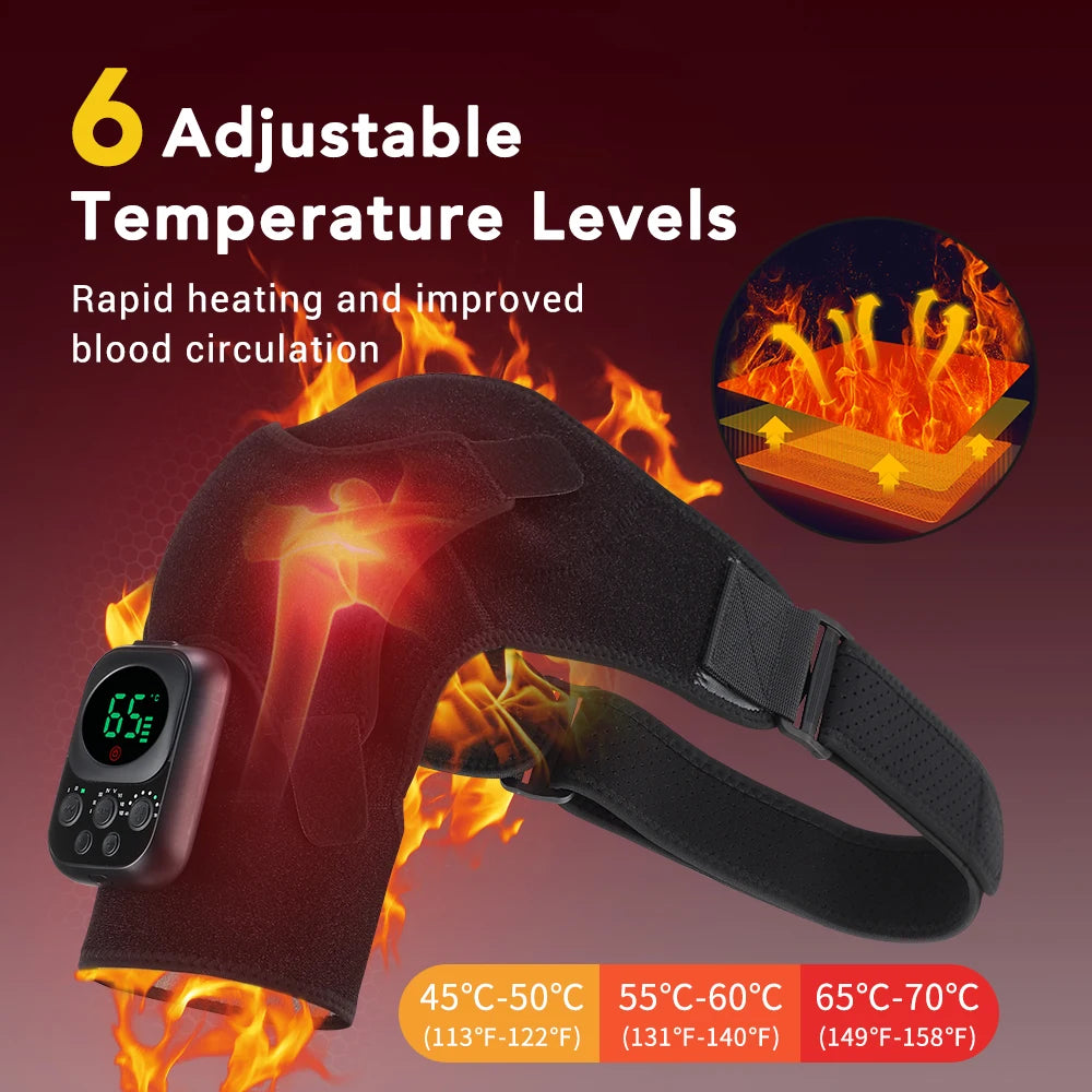 Electric Shoulder Brace 3 Gear Heated Vibration Massage Shoulder Support Massage Belt Arthritis Joint Injury Blood Circulation