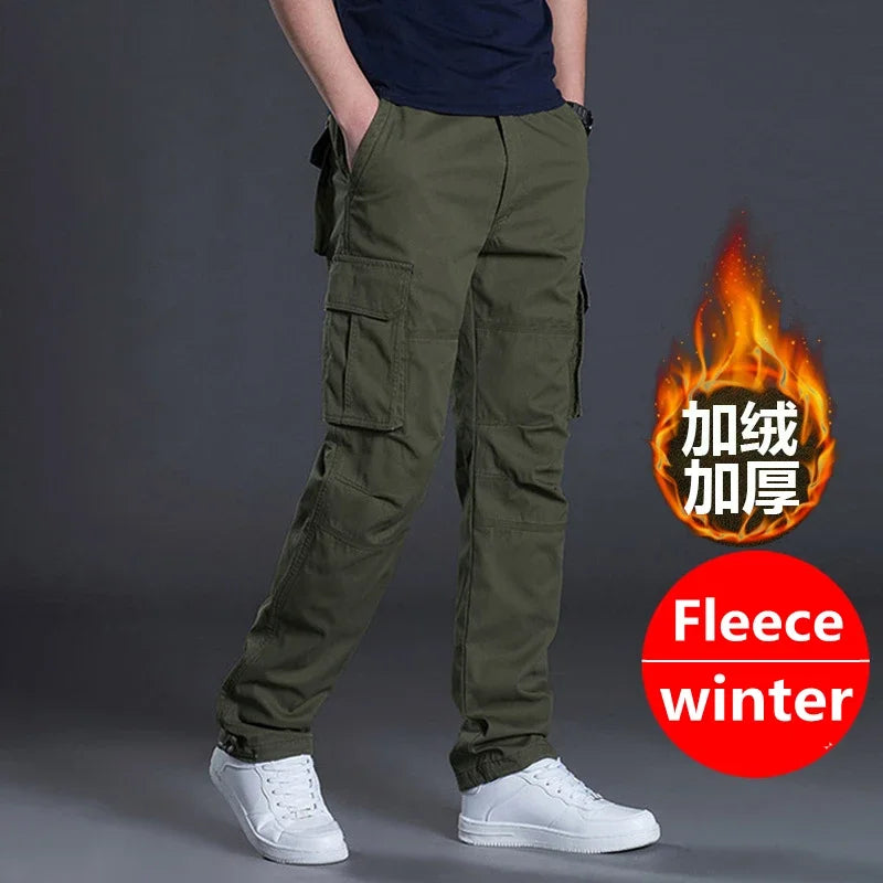 Men's Cargo Pants Large Size Tactical Military Outwear Straight Winter Trousers