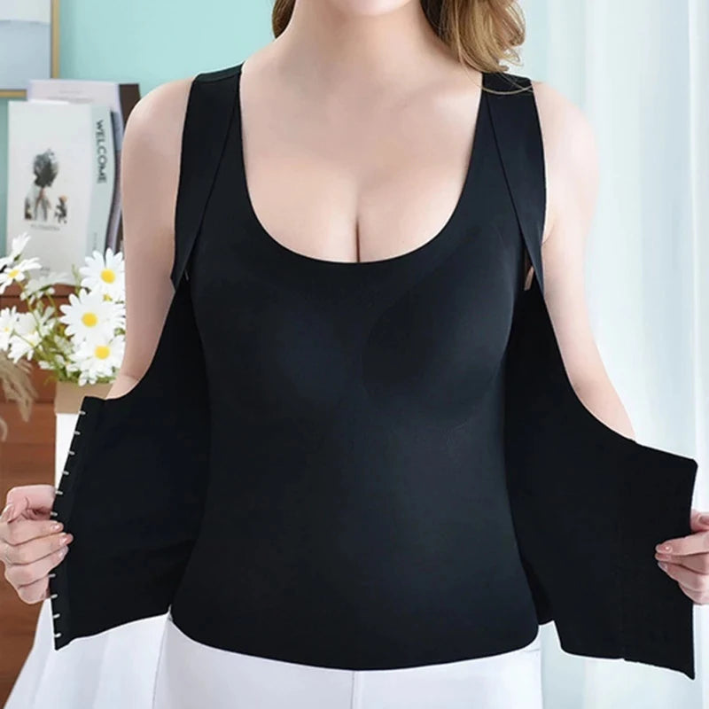 Women 3-in-1 Body Shapewear Posture Corrector Underwear Tummy Control Back Support Push Up Bra Shaper Vest Slim Tank Top Corset