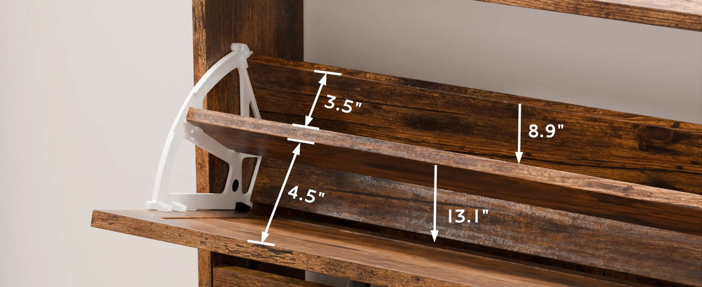 Shoe Storage Cabinet with 2 Flip Drawers, Freestanding Shoe Rack Cabinet with Metal Legs, Hidden Shoe Organizer Cabinet