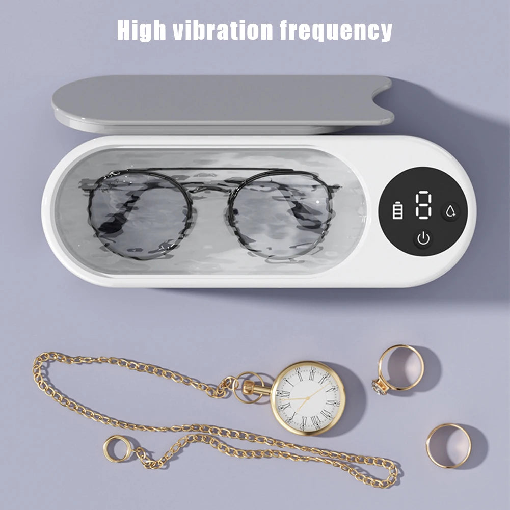 Ultrasonic Eyeglass Washing Tool Portable Glasses Cleaner Multifunctional High Frequency Vibration for Retainer Eyeglass Watches
