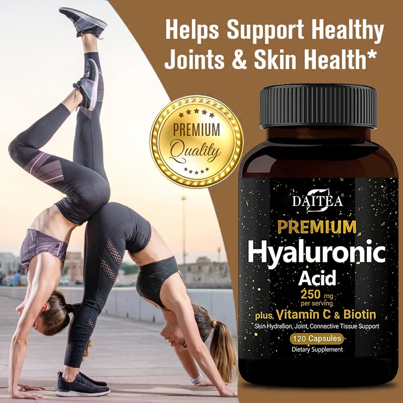 Hyaluronic Acid Supplement 250 Mg with Biotin and Vitamin C-3-in-1 - Skin Moisturization, Joint Lubrication, Hair and Eye Health