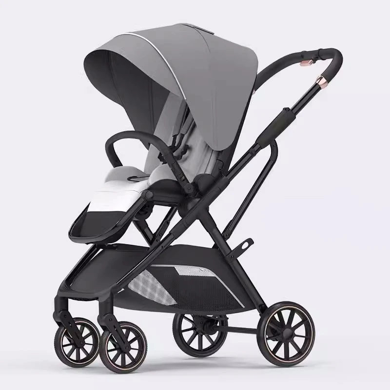 High View Baby Stroller Ergonomics Seat Bassinet for Newborn Portable Baby Pram One Hand to Recline Basket Pushchair