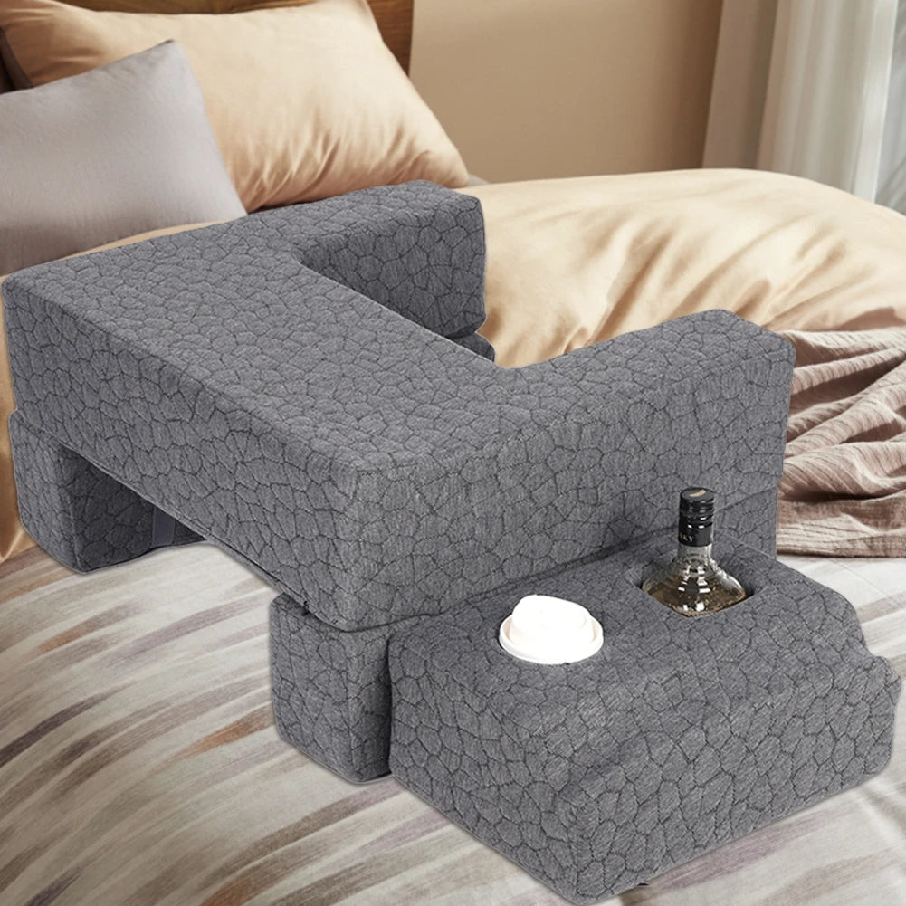 Extra Large Reading & Gaming Pillow with Cup Holder Adjustable Adult Reading Pillow Bed Desk for Reading Gaming Working and More