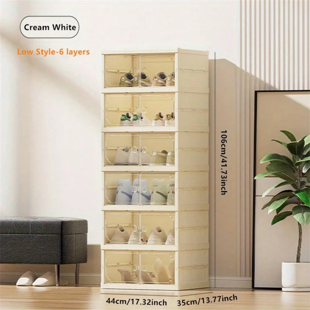 Portable Folding Shoe Rack Shoe Organizer Storage Box With MaClear Door For Closet Entryway Storage Containers Binsgnetic