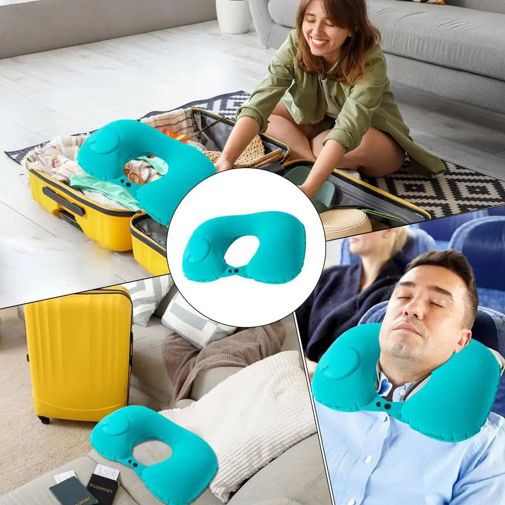 Inflatable Neck Pillow U-Shaped Neck Support Pillow Comfortable Pillow Portable Neck Protector For Travel Airplane Car