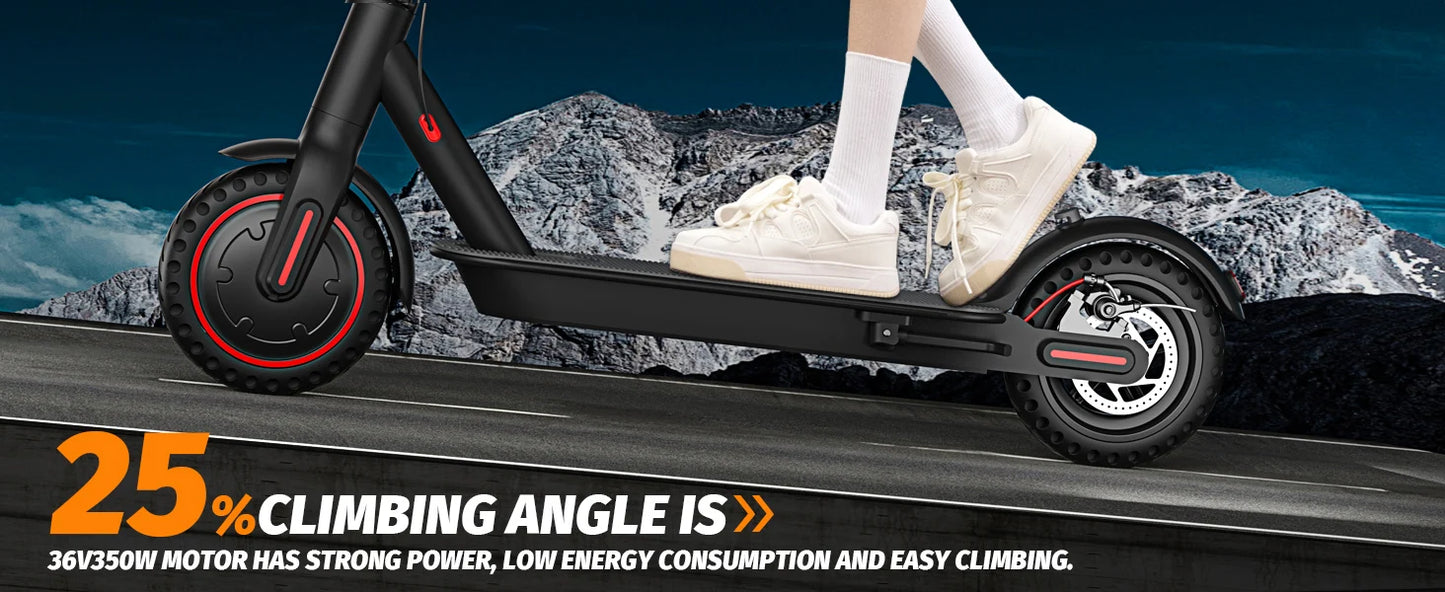350W Foldable Electric Scooter Explosion-proof Tires & Dual Brake System