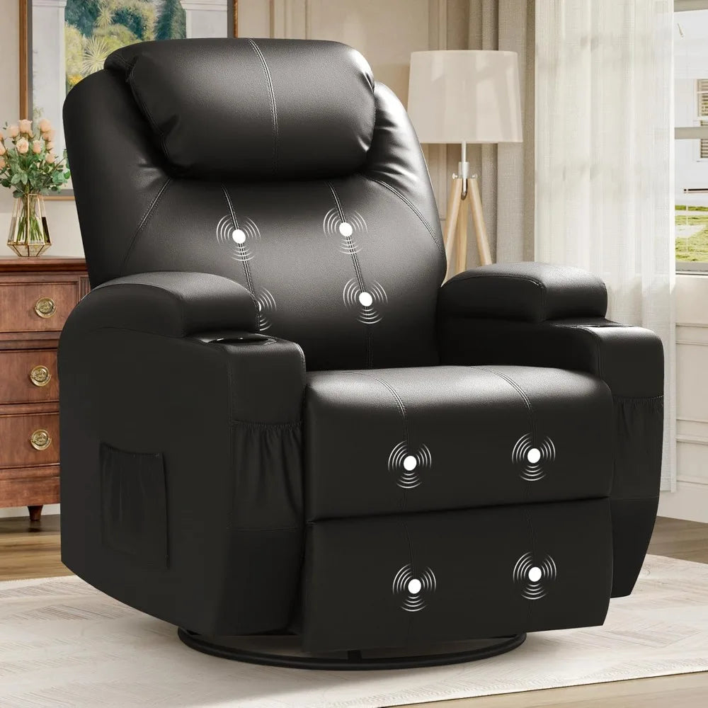 Remote Controlled Massage Chairs, Reclining, Leather, Ergonomic with Cup Holders