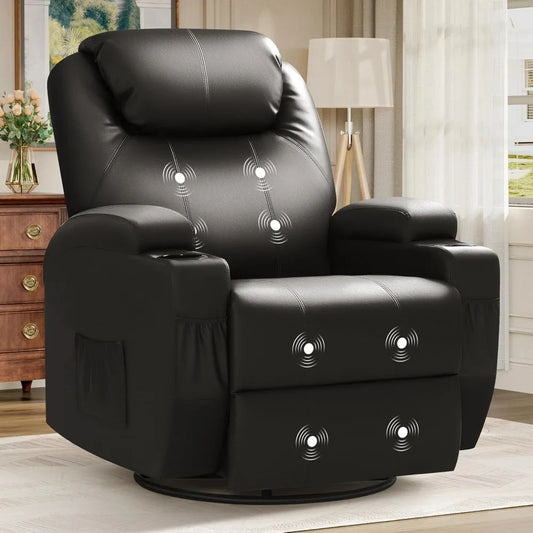 Remote Controlled Massage Chairs, Reclining, Leather, Ergonomic with Cup Holders