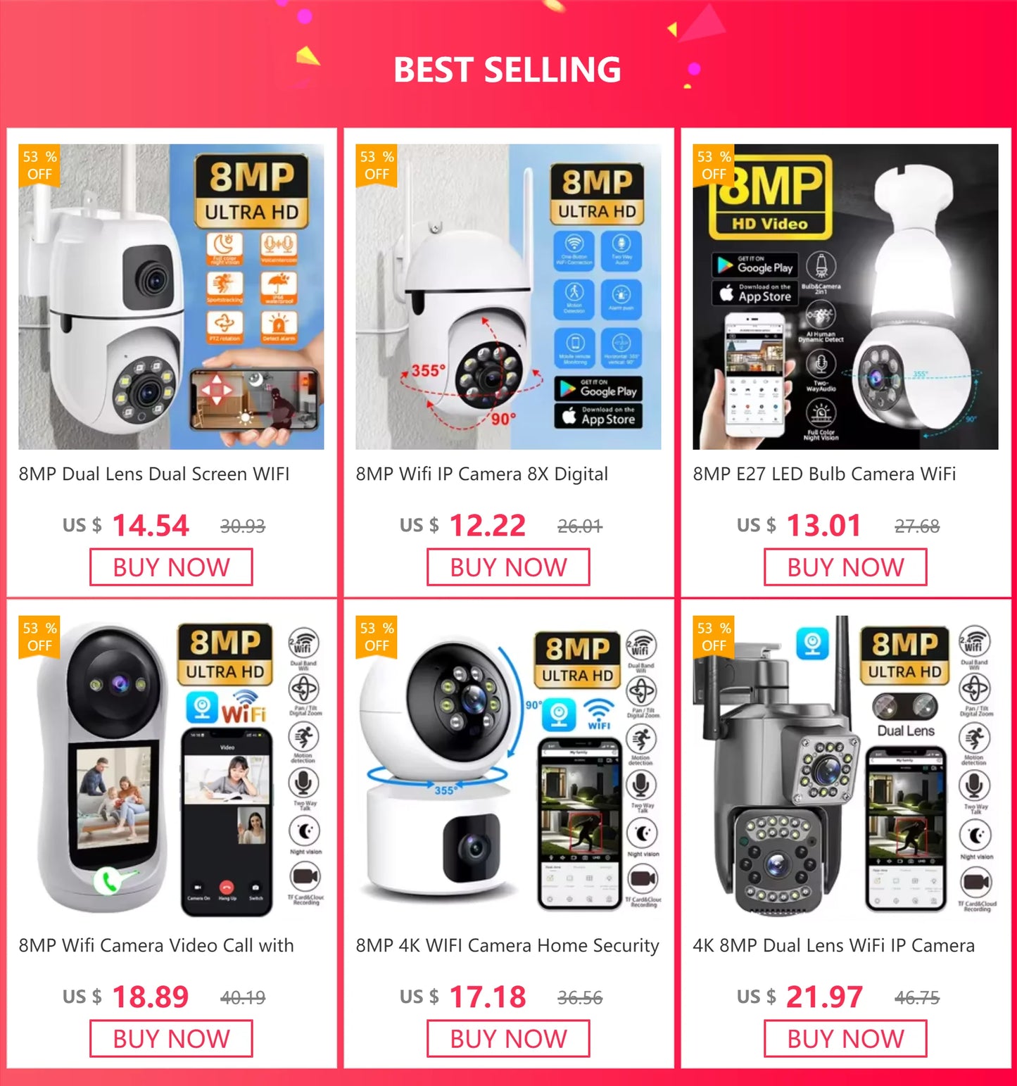 8MP E27 LED Bulb Camera WiFi Surveillance Camera Automatic AI Tracking Indoor Video 8X Zoom Color Night Vision Wireless Cam CCTV