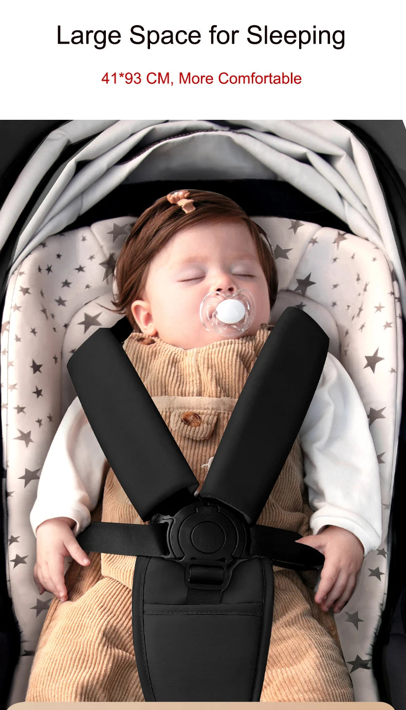 High View Baby Stroller Ergonomics Seat Bassinet for Newborn Portable Baby Pram One Hand to Recline Basket Pushchair