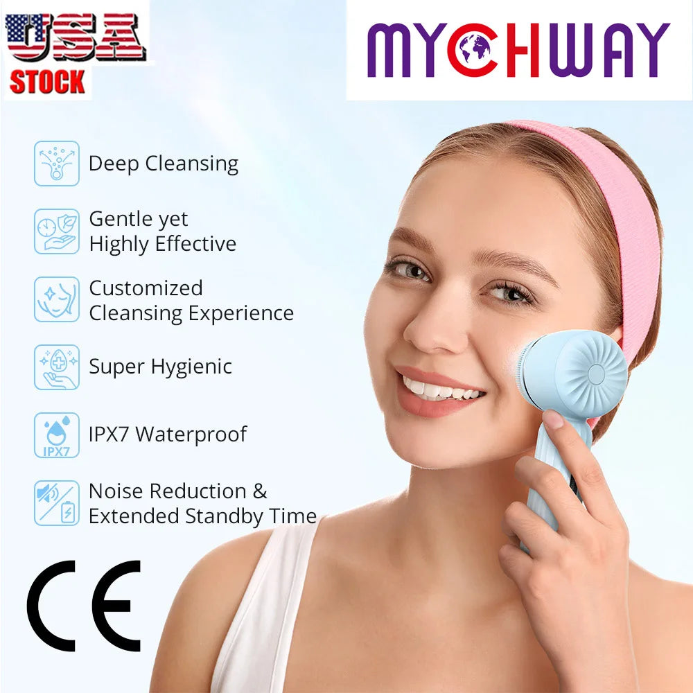 IPX7 waterproof  Facial Cleansing Brush for Men & Women Rechargeable Facego Ultrasonic Deep Cleansing Exfoliating Face Scrubber
