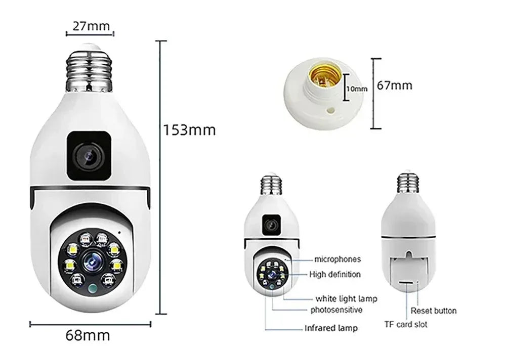 8MP E27 Bulb Surveillance WIFI Camera Human Tracking Full Color Night Vision Automatic Zoom Indoor Security Monitor Wifi Camera