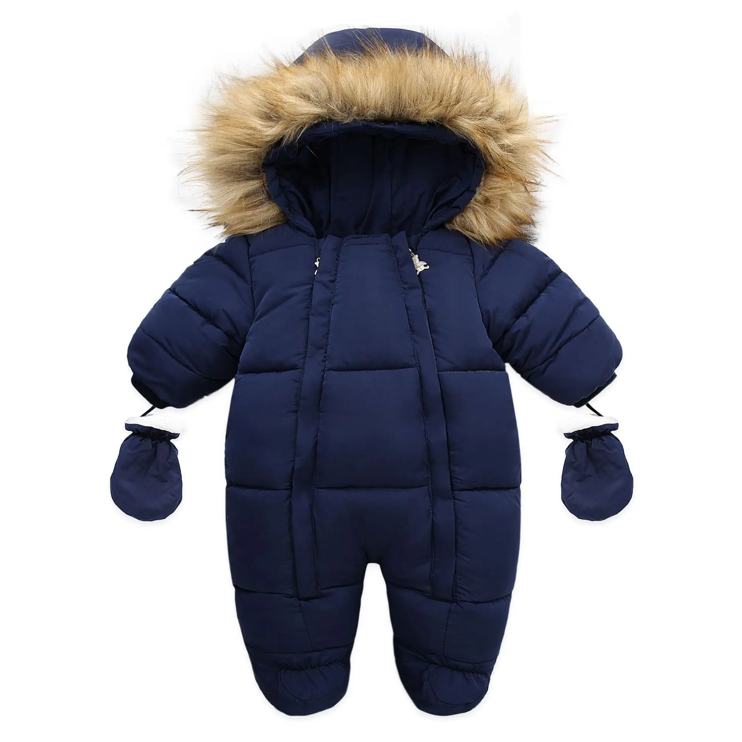 AYNIGIELL 2024 Winter Newborn Thickening Jumpsuit Built-in Wool Hooded Down Romper Baby Boys and Girls Warm Snowproof Overalls