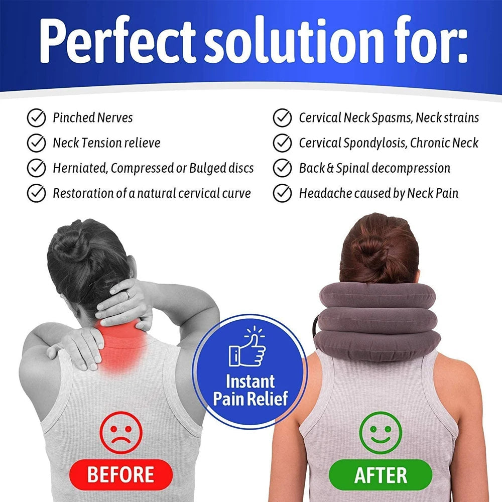 Cervical Neck Traction Device,Relief for Chronic Neck & Shoulder Alignment Pain,Inflatable Neck Stretcher