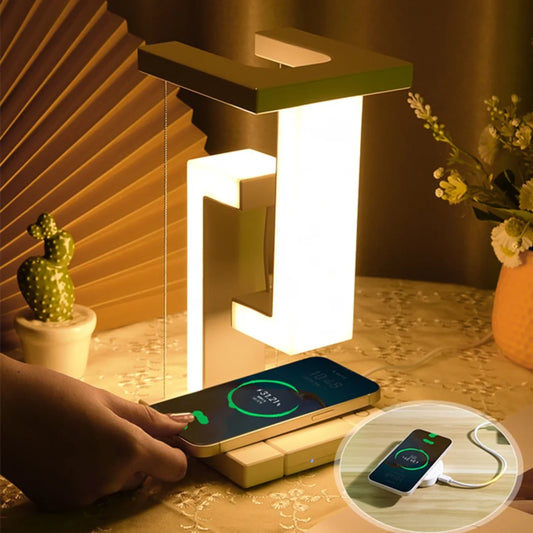 Novelty floating lamp with 10 W  detachable wireless charger decorative light  bedroom/office
