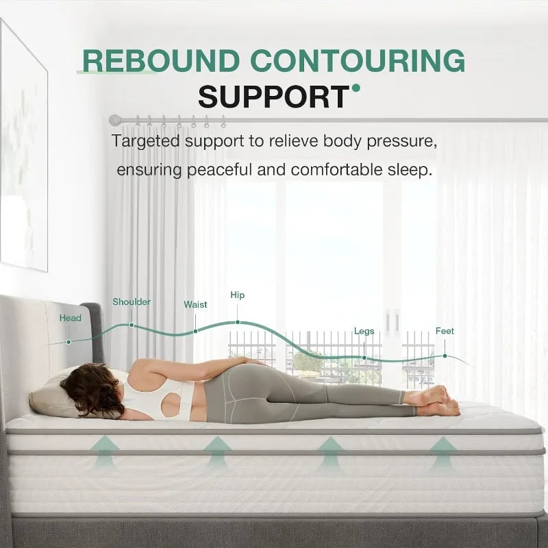 Twin Mattress 8 Inch, Twin Bed Mattress in A Box, Hybrid Mattress with Comfortable & Durable Support, Twin Size Mattress For