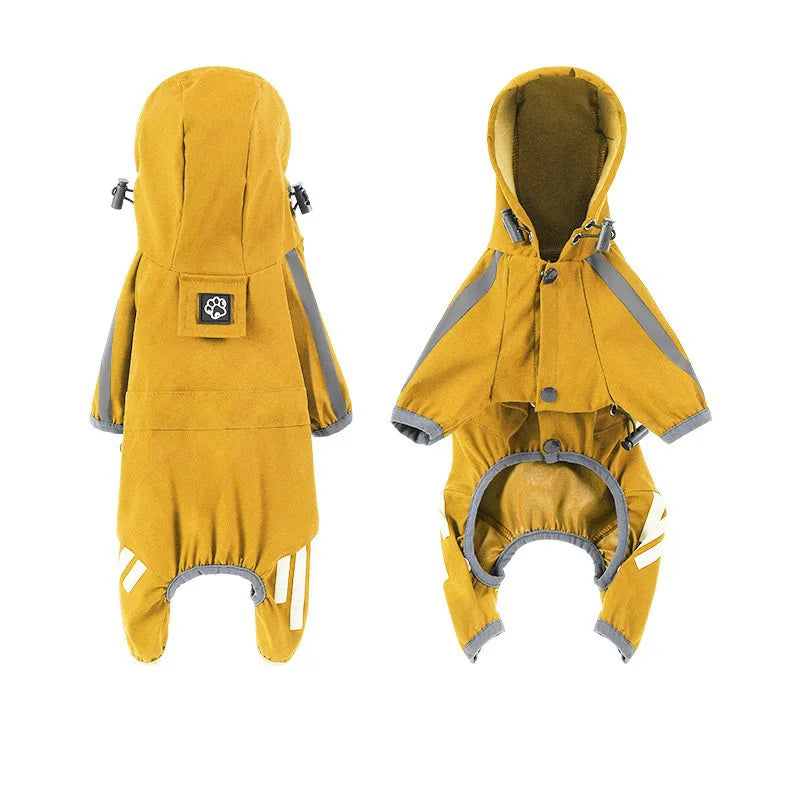 Dog Raincoat Reflective can-pull Dog Jacket Waterproof Large Pet Rainy Day Out Clothes